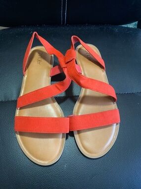Abound Orange Suede Strappy Flat Sandals Size 7